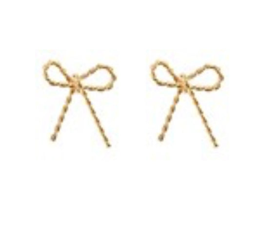 Gold bow braided earrings