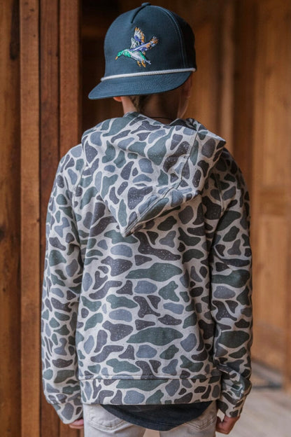Burlebo Youth Fleece Hoodie in Classic Deer Camo