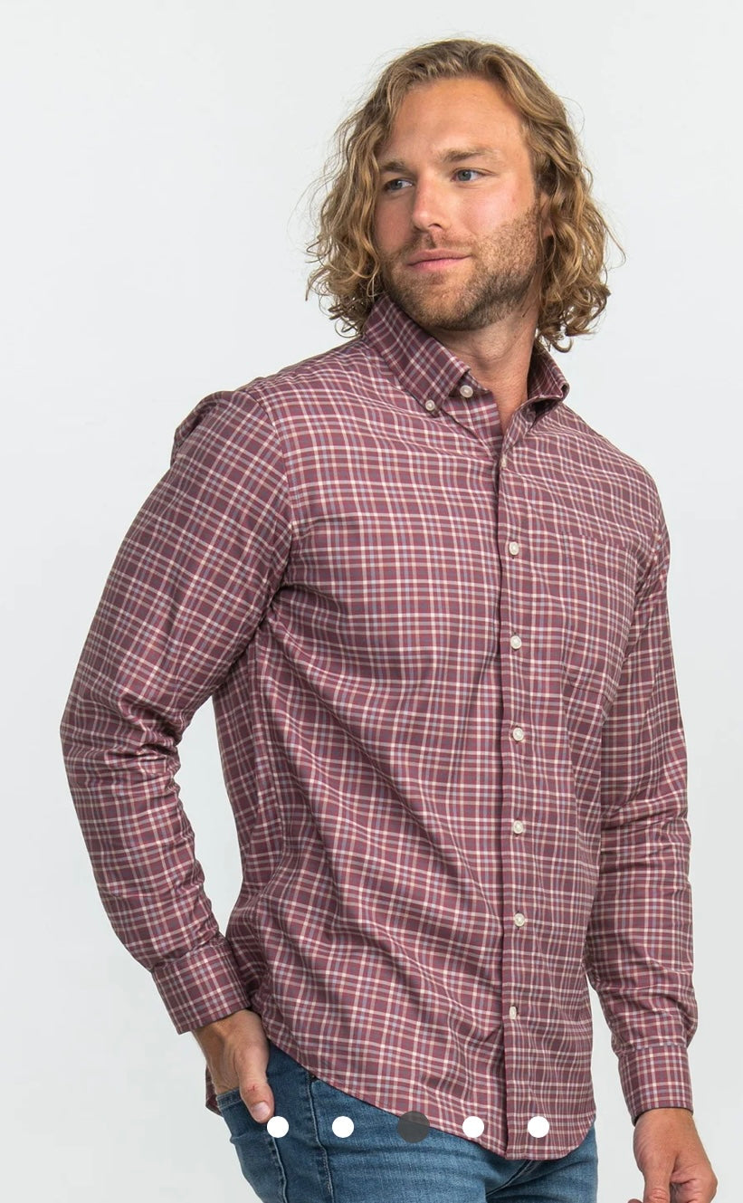 Southern Shirt Red Mahogany Sanford Check Button Up