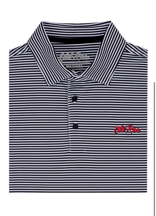 Old Row Striped Polo Black