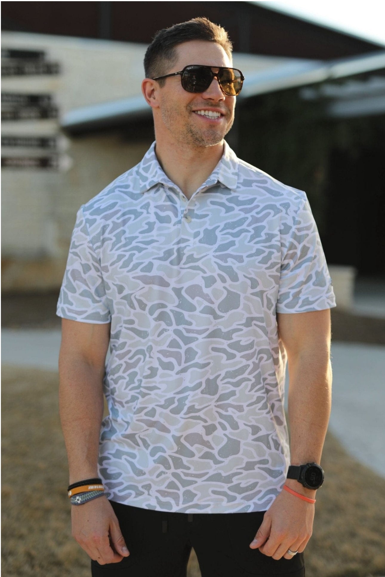 BURLEBO PERFORMANCE POLO- WHITE CAMO