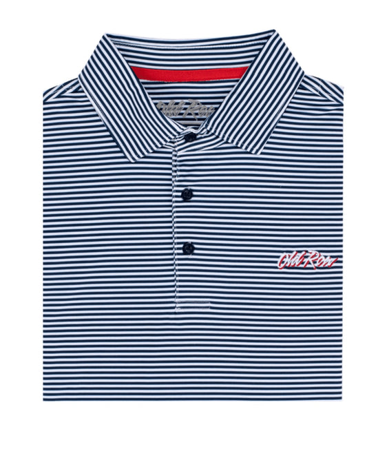 Old Row Striped Polo Navy