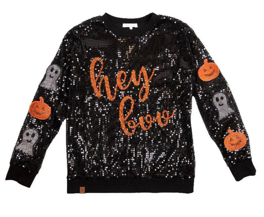 SS Hey Boo Sequin Sweater