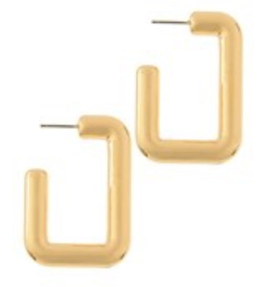 Gold Square Hoops