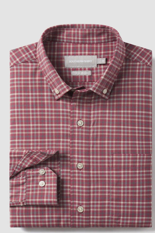 Southern Shirt Red Mahogany Sanford Check Button Up