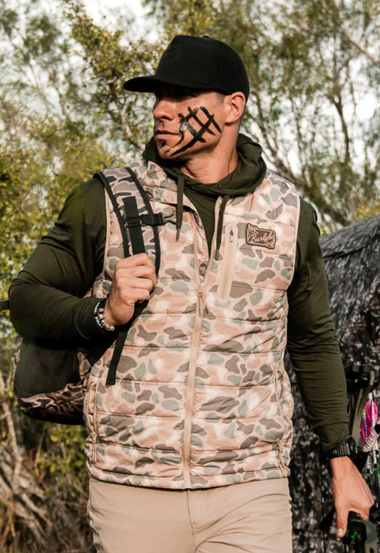 Burlebo Puffer Vest in Pintail Camo