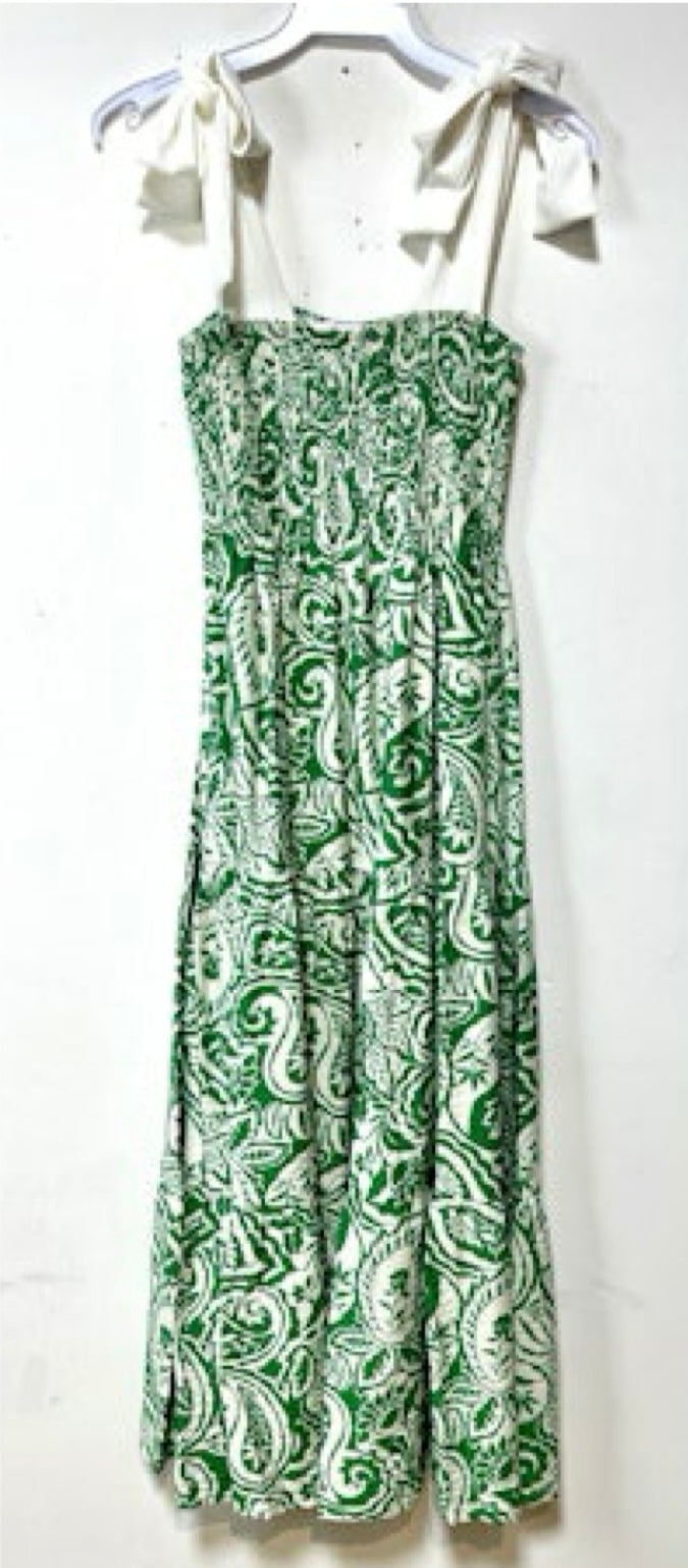 Verdant Paisley Tie Strap Maxi Dress