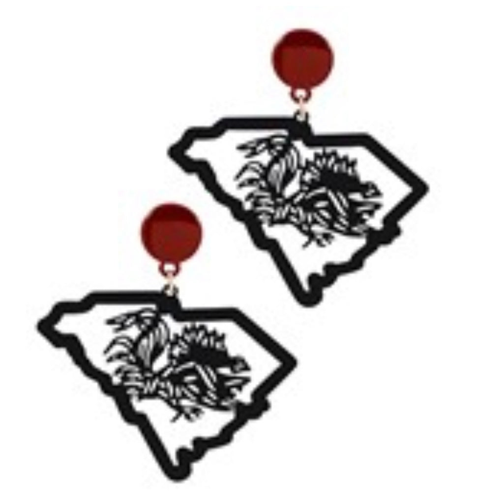 Gamecock Burgundy or Black Metal Earring