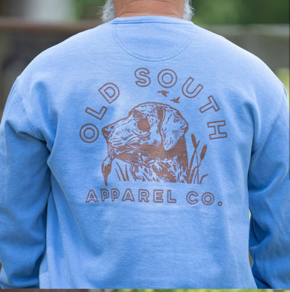 Old South Bird Hunting Dog Crewneck Sweatshirt Flo Blue