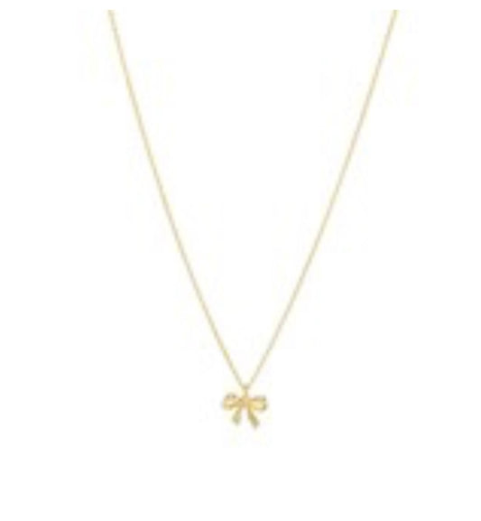 Gold Bow Pendant Necklace