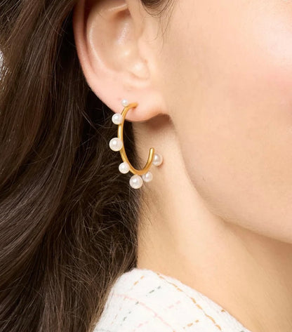 Julie Vos Hydra Stone Hoop Pearl Medium