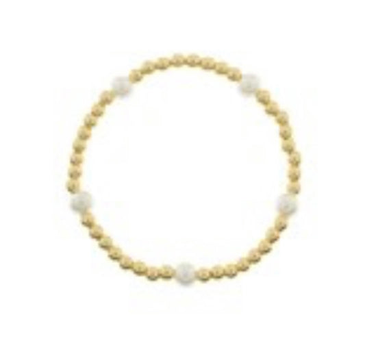 Stainless steel ball bracelet gold/cream