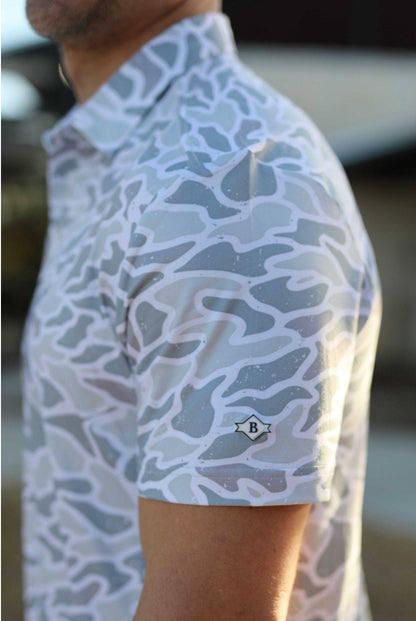 BURLEBO PERFORMANCE POLO- WHITE CAMO