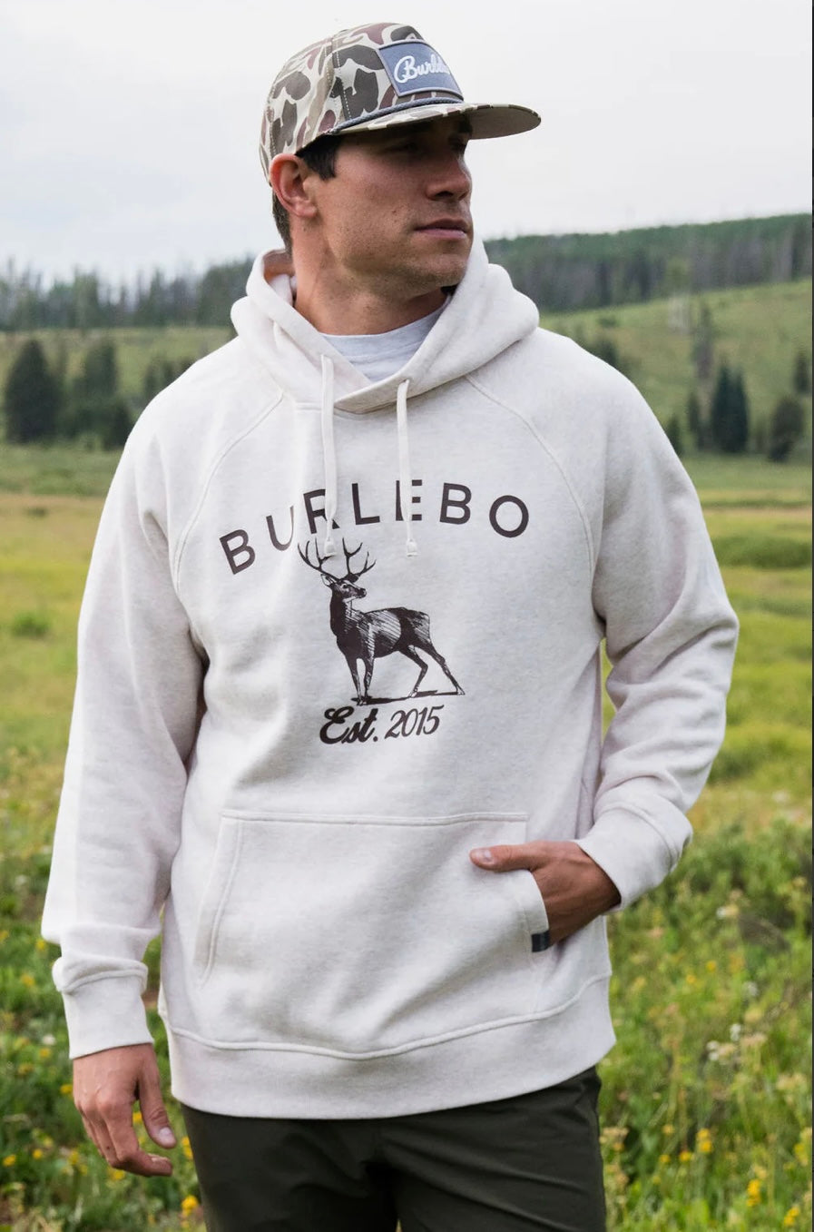 Burlebo Fleece Hoodie Est 2015  Heather Oatmeal