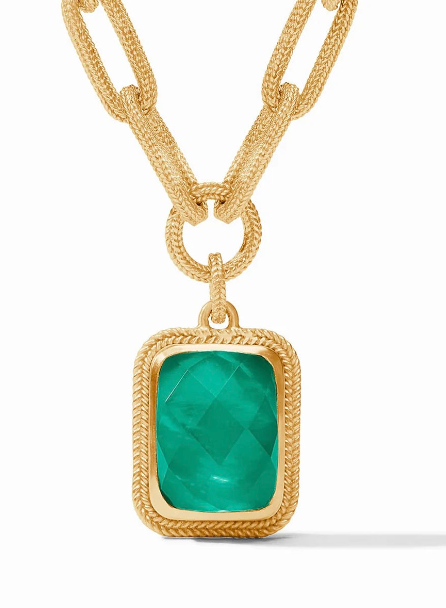 Julie Vos Cheval Paperclip Statement Necklace - Iridescent Emerald Green