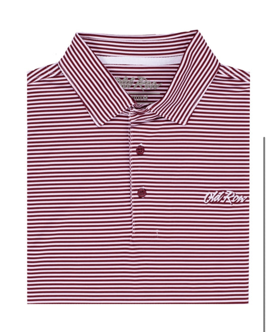 Old Row Striped Polo Maroon