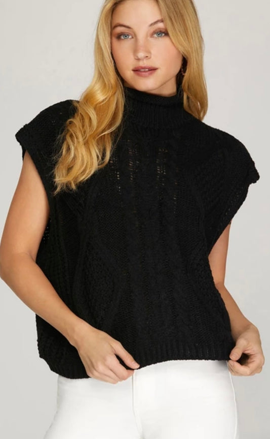 Madison Mock Neck Sleeveless Sweater