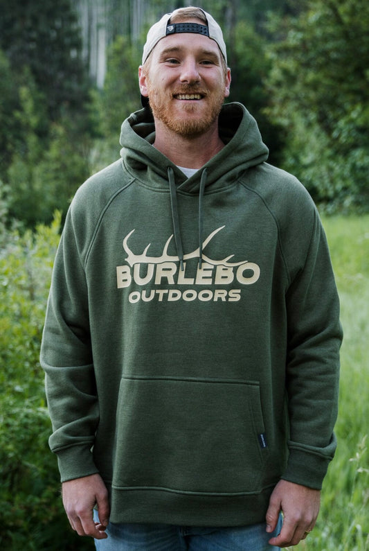 Burlebo Fleece Hoodie Elk Horn in Heather Olive