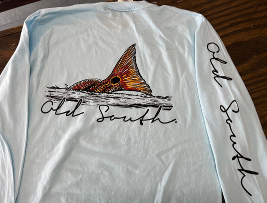 Old South Apparel - Red Fish Fin - Long Sleeve