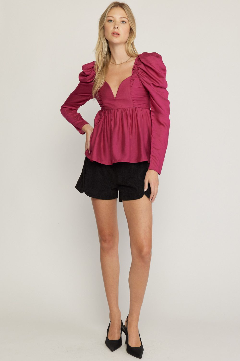 Sweetheart Puff Long Sleeve Top