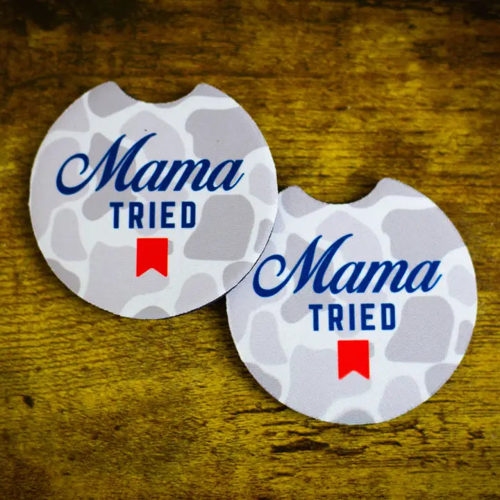 Scent South - Mama Tried White Camo Car Coasters