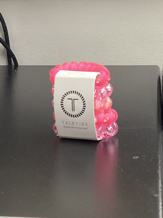 TELETIES bright pink spiral hair tie bracelet set at Corner Outpost in Aynor, SC