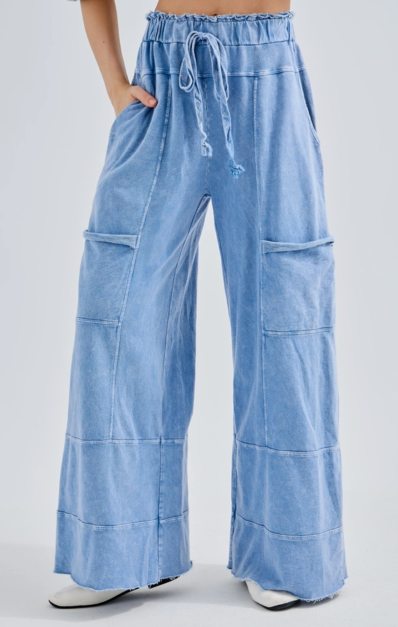 J. Her Best Mineral Wash Wide Leg Cropped Pants