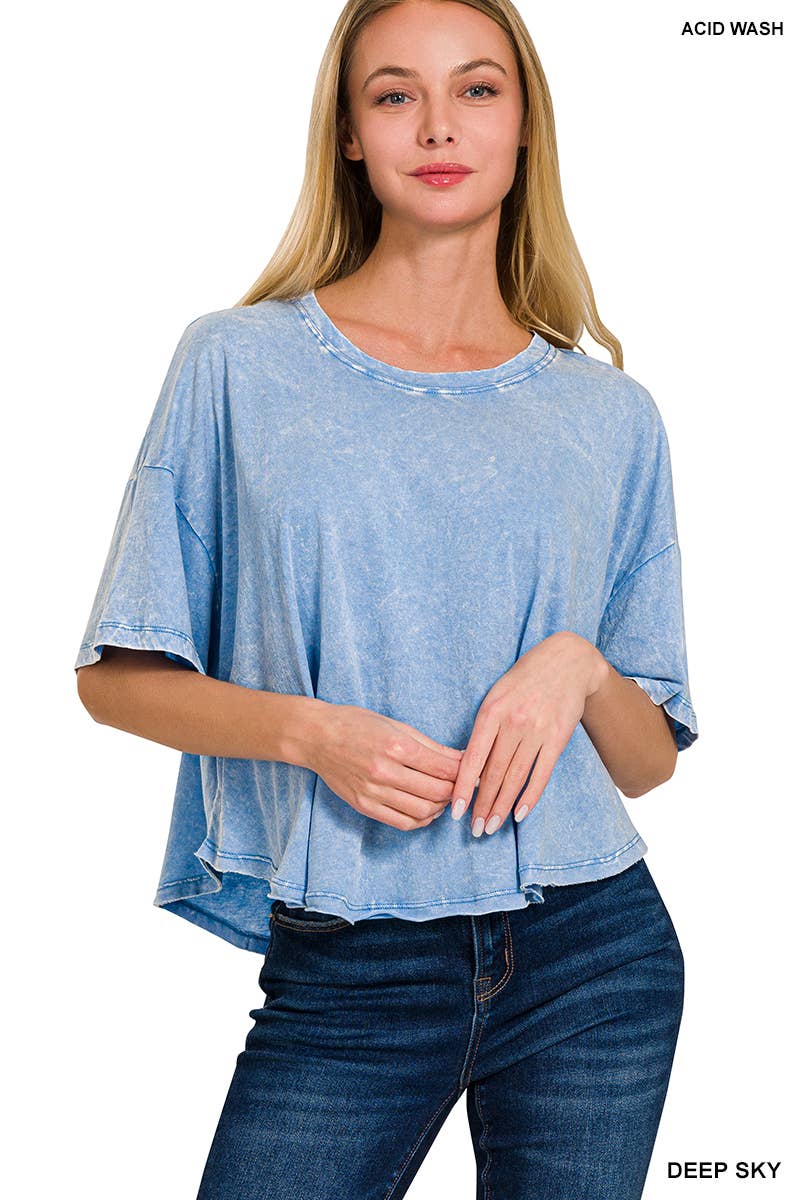 ''._ Washed Cotton Flare Top w/ back patch