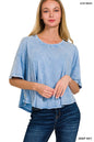 ''._ Washed Cotton Flare Top w/ back patch