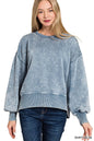 0806 Acid Wash Fleece Oversized Pullover SI-25156