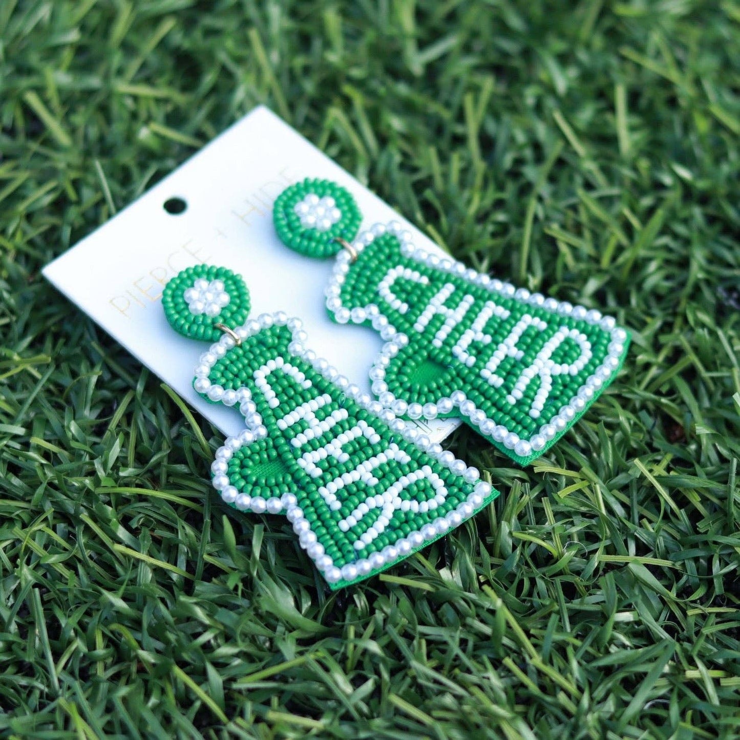 Custom Beaded Megaphone Earrings| Game Day Earrings| Cheerleading