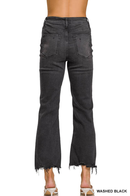 Washed Distressed Knee And Hem Pants
