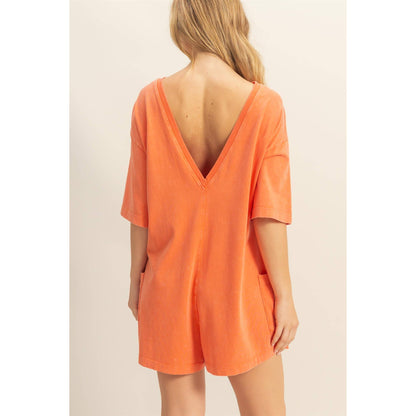 Aqua Casual V-Back Short Sleeve Romper