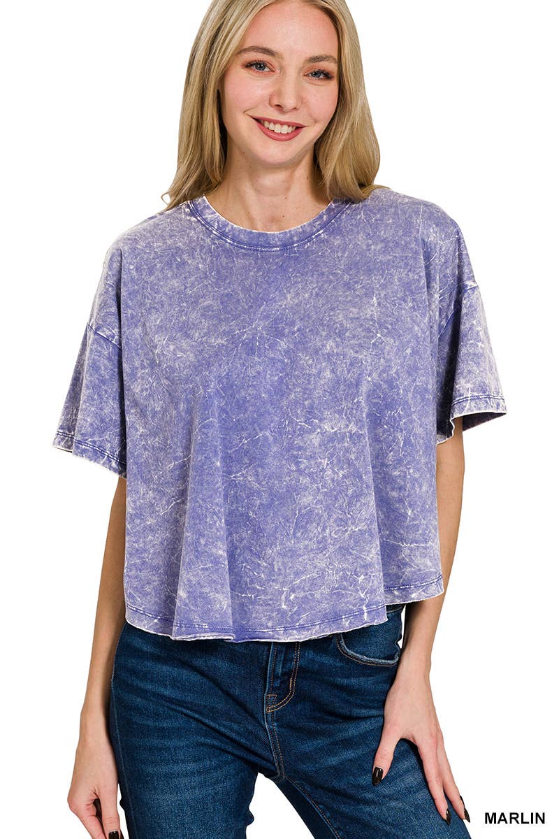 ''._ Washed Cotton Flare Top w/ back patch