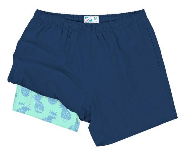 Bermies - Navy (Pineapple Aqua)
