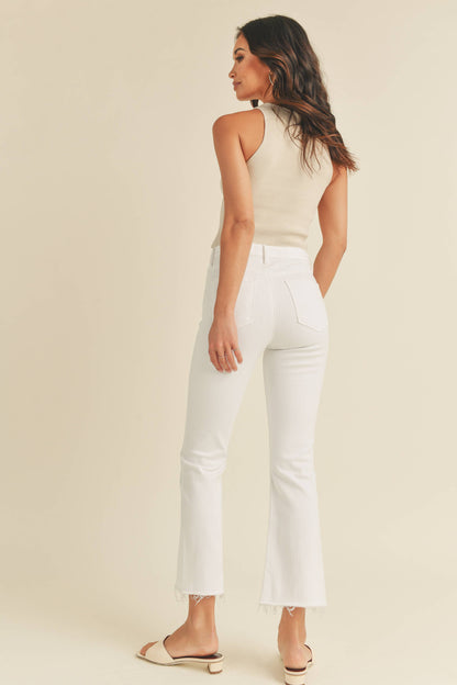 JUST BLACK DENIM -OPTIC WHITE - High Rise Tonal Crop Flare