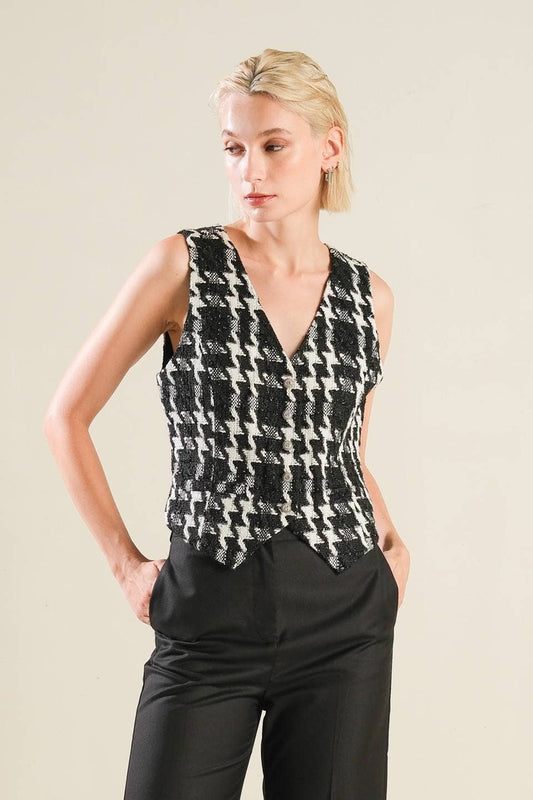 Anna tweed vest BLACK MULTI Contemporary