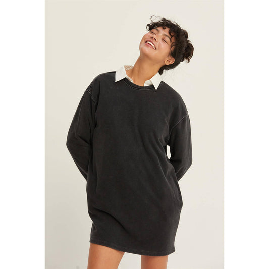 Ashton Black Oversized Sweatshirt Dress