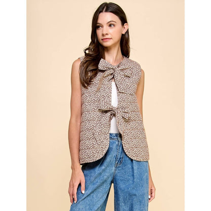 The Viv Quilt Tie Vest in Brown