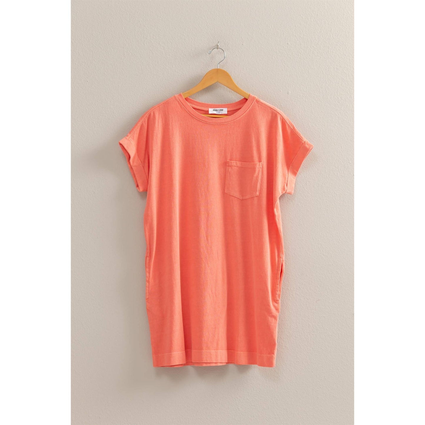 Unwind In Style T Shirt Mini Dress: Coral