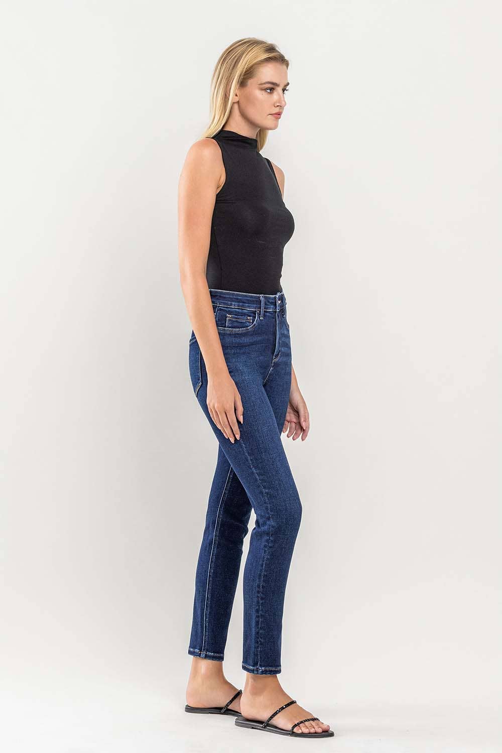 Lovervet by VERVET - HIGH RISE ANKLE SKINNY JEAN LV1201D: DARK DENIM