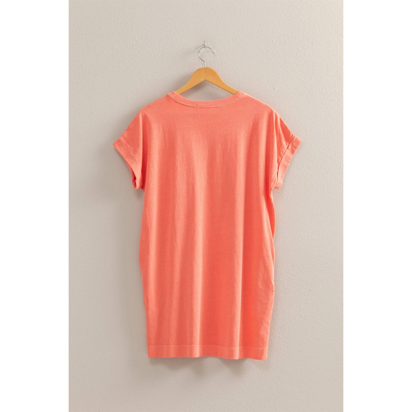 Unwind In Style T Shirt Mini Dress: Coral