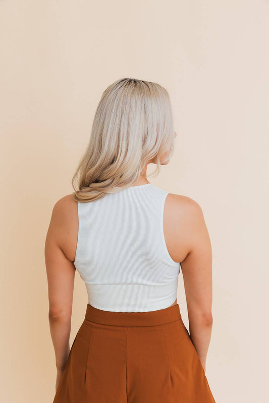 Ribbed Crop Top in Ivory