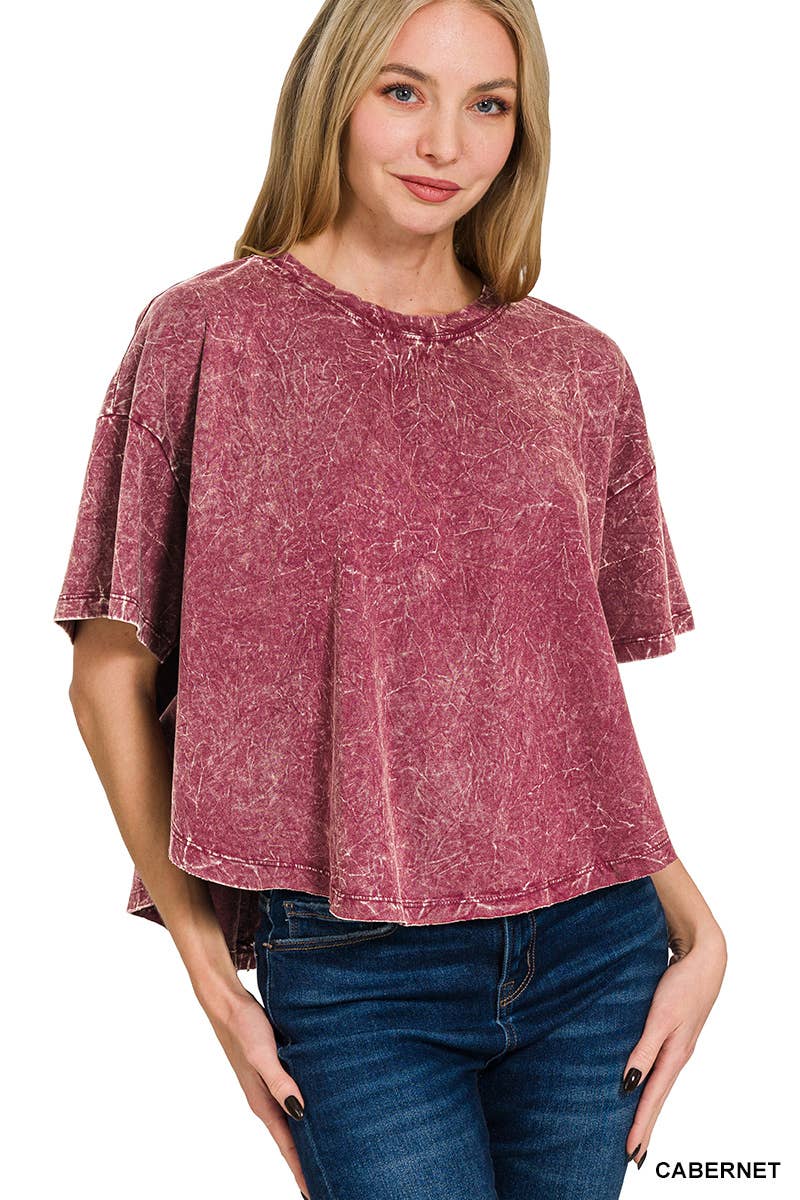 ''._ Washed Cotton Flare Top w/ back patch