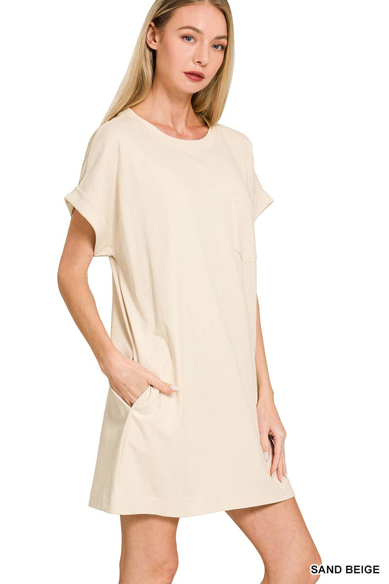 Premium Cotton T-shirts Dress With Pockets