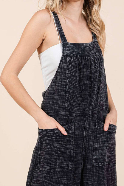 MINERAL WASHED WIDE LEG JUMPSUIT