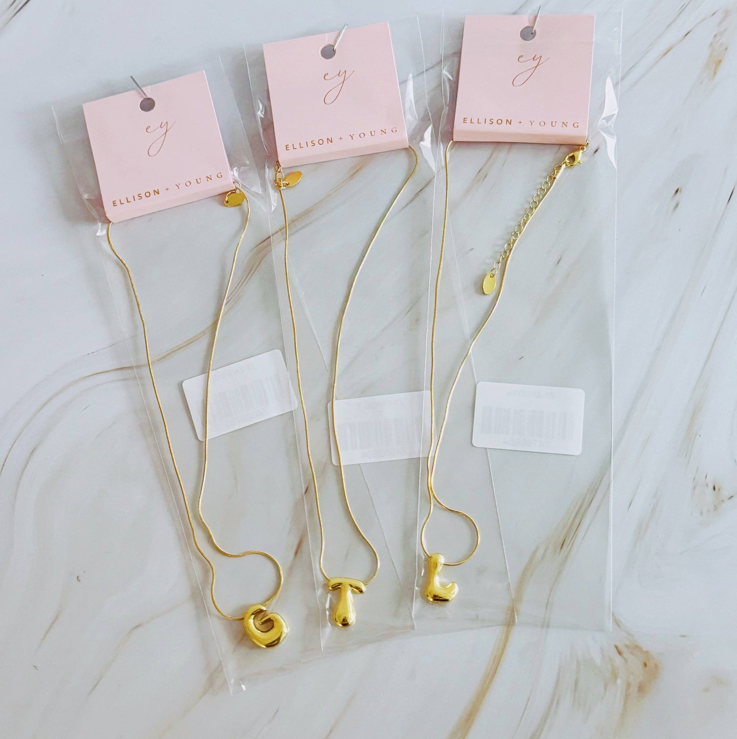 Balloon Letter Initial Necklace: Yellow Gold