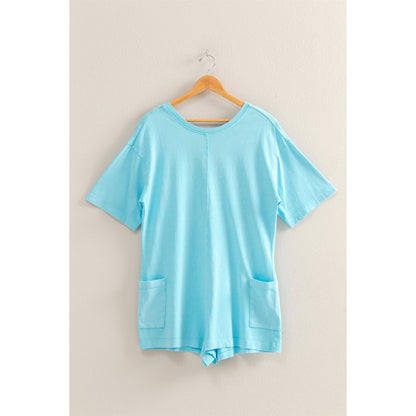 Aqua Casual V-Back Short Sleeve Romper