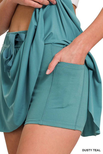 Ruffle Hem Tennis Skirt With Hidden Inner Pockets