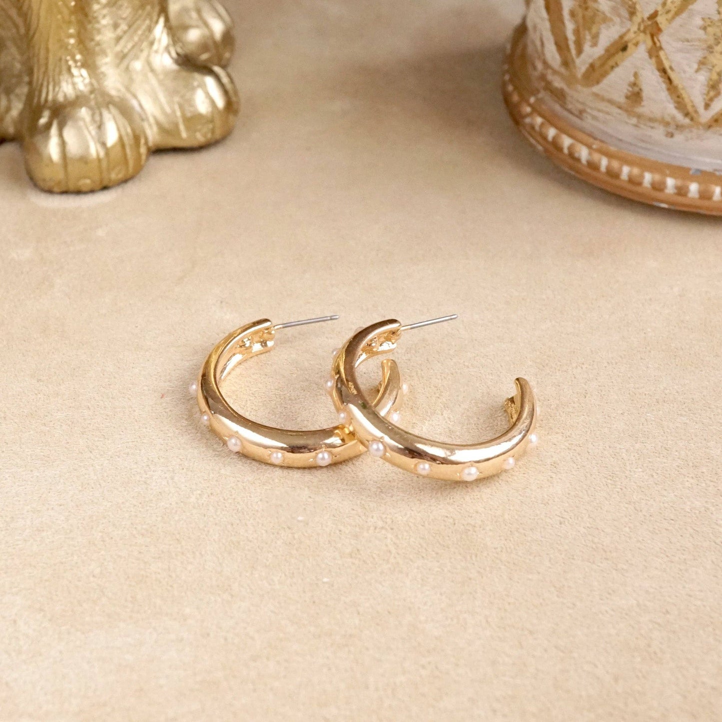 Classic Bubble Hoops – Gold with Pearl or Crystals